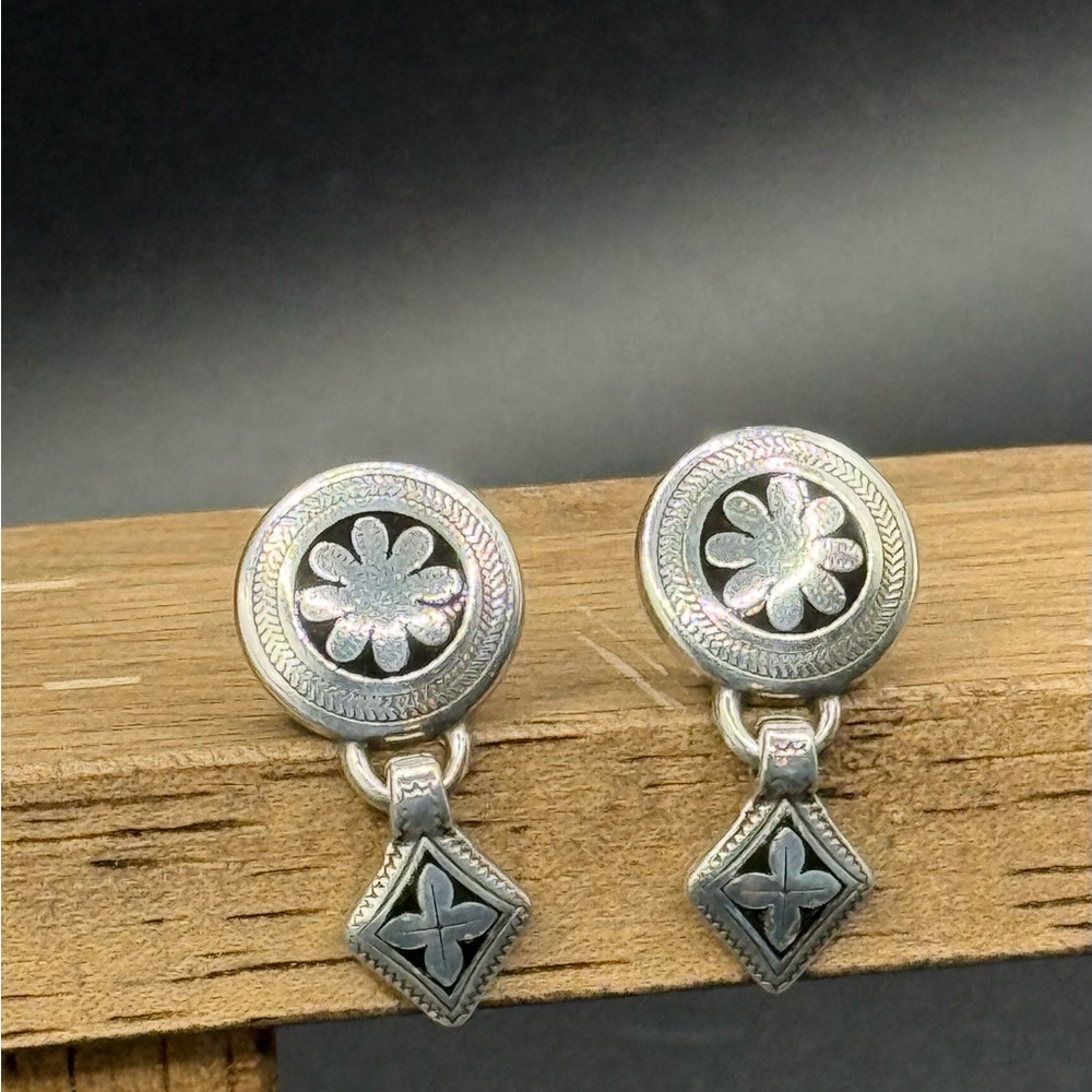 Brighton Silver Floral Drop Earrings